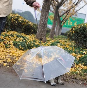 Parapluie pour animaux de compagnie Teddy Outdoor Waterpoof Parapluies transparents Parapluies longs avec laisse Chien Chiot Sec et confortable sous la pluie LSK1173