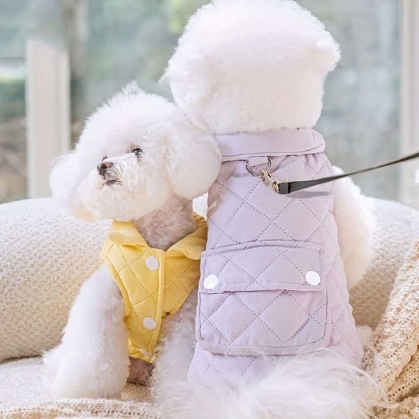 Ropa de invierno mascota para perros, chaqueta para perros parka, mono de cachorro que mantiene el bolsillo de algodón caliente puede tracción en chaleco
