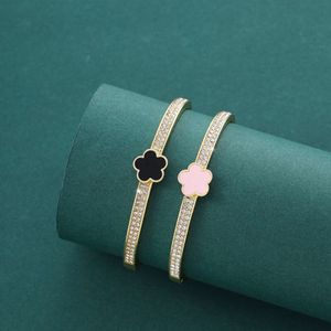 Bloemblaadje vol diamant tweedelig voor damesmode persoonlijkheid niche ontwerp vijf blad bloem armband trend
