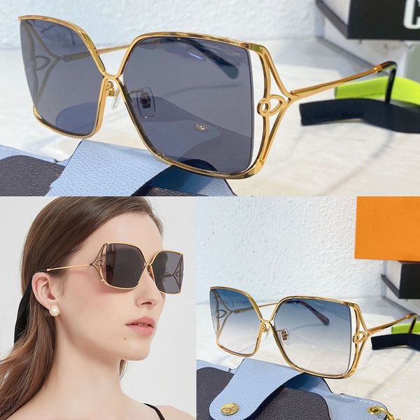 PETAL SQUARE SUNGLASSES polarizadas de gran tamaño Z1629U Lujo Hombres mujeres Diseñador Sin montura Chapado en oro Flor de trabajo abierto Marca Gafas de sol Moda playa Gafas con estuche