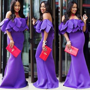 Pétales Hors Épaule Robes De Bal Sexy Chic Sirène 2018 Longue Robe De Bal Sur Mesure Simple Satin Étage Longueur Robes De Soirée Tenue De Cérémonie