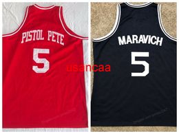 Pete Maravich #5 Daniel High School Basketball Jersey genaaid roodblauw elke maat XS-3XL 4xl 5xl Retro Vest Jerseys