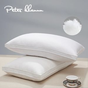 Peter Khanun 2 PCS Goose Down kussens bed kussen voor slaaphalsbescherming Langzaam rebound 100% katoenen deksel 231221