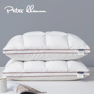 Peter Khanun Pan 3D Almohadas de plumas de ganso blanco para dormir Protección del cuello Almohadas de cama Funda 100% algodón King Queen 1 pieza 240306