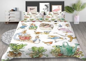 Peter Rabbit Series Bedding Set 3D Gedrukt Mooie dekbedovertrek voor kinderen Queen Home Deco enkele tweepersoonsbedklep met Pillowcase7930075