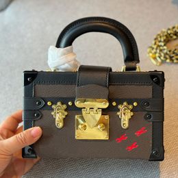 Petite boîte sac à bandoulière de haute qualité mini fourre-tout dur vieilles lettres de fleurs matériel doré poignée unique sangle de chaîne détachable femmes sacs à bandoulière