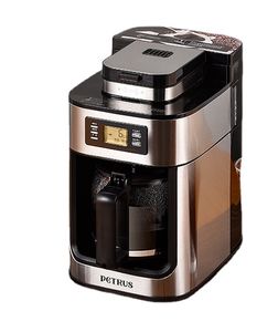 Machine à café automatique Petrus, cafetière goutte à goutte en acier inoxydable, 10 tasses, avec broyeur intégré