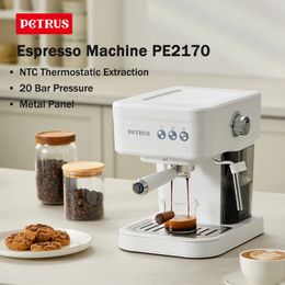 Cafetero de Petrus Espresso 51 mm 20 bar con panel de metal potente varita de vapor para amerlcano mocha lattepe2170 240423