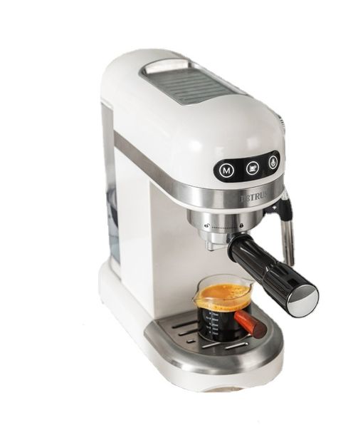 Petrus Cafetera Espresso Cafetera Compacta 15 Bar 1230W con Espumador de Leche Automático Control Táctil de 2 Tazas