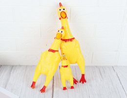 Animaux de compagnie jouets pour chiens criant poulet presser son jouet chiens Super Durable drôle grinçant jaune en caoutchouc poulet chien à mâcher jouet créatif C5290504