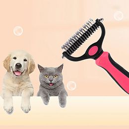 Cortador de nudos de pelo para mascotas, herramientas para el cuidado de perros, peine para depilación de Gato, cepillo, proveedores de productos para mascotas de doble cara