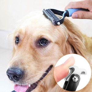 Animaux de compagnie Épilation Peigne Noeud Cutter Brosse Double Face Chat Chien Toilettage Outil De Délestage Cheveux Longs Bouclés Nettoyant Peignes Toilettage Pour Animaux