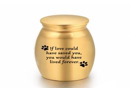 Mini urnes de crémation pour animaux de compagnie, en alliage d'aluminium, urne funéraire pour cendres, patte de chien et de chat, petit pot de souvenirs, 16x25mm, 8457793