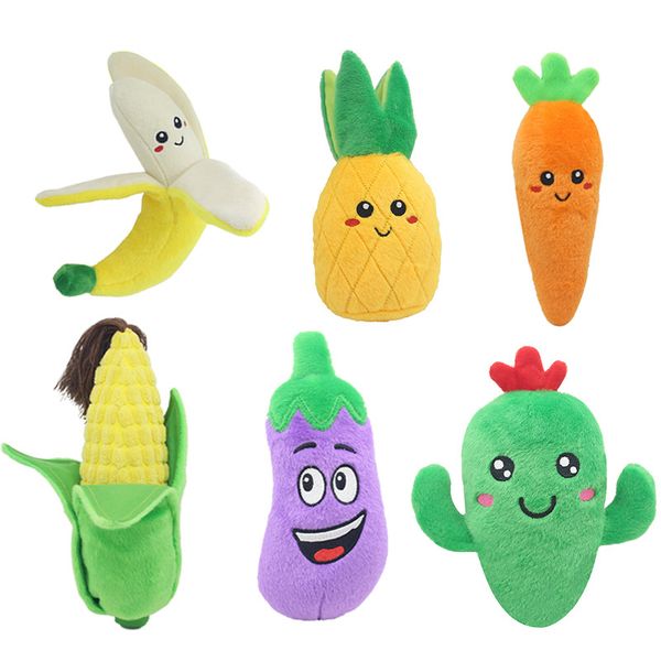 Animaux de compagnie en peluche jouets grinçants Fruits légumes forme chiens interactif jouet à mâcher accessoires pour animaux de compagnie