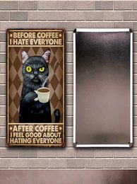 Mascotas cosiendo gatos negros y horneando café My Lord Butt cartel de Metal de hojalata decoración de Bar hogar Pub pintura 2030 CM tamaño Dy2247868209