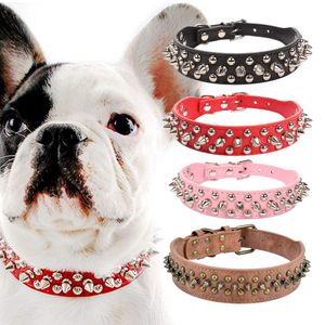 Huisdieren Benodigdheden Anti-Bite Spiked Bezaaid Huisdier Halsband PU Leer voor Honden Outdoor Sport Puppy Grote Halsbanden huisdier Accessoires