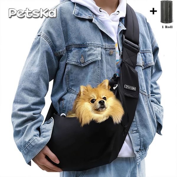 Petskd Pet Dog Sling Bag Bolsa de mensajero de hombro portátil al aire libre Bolsa para caminar para gatos para cachorros gatitos Nylon Mascotas Bolso 240309