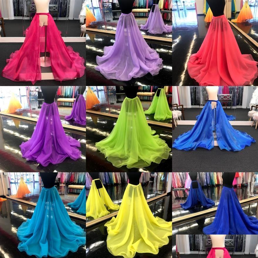 Petticoats löstagbara över kjolen Organza Overskirt Train 200 färger alla storlekar Girl Lady Women ADT 3-skikt Bridal Long Wedd248U Drop Dholx