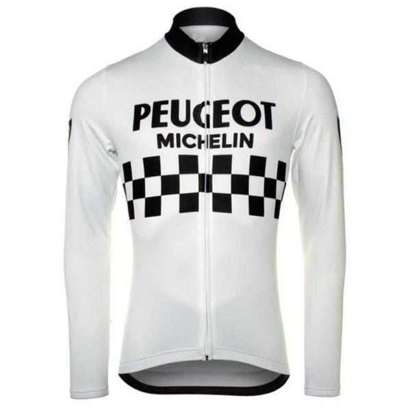 PEUGEOT 2 COULEURS Rétro Hommes Hiver Polaire Thermique Maillots De Cyclisme À Manches Longues Course Vélo Vêtements Maillot Ropa Ciclismo5502981