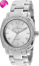 Peugeot Womens Boyfriend surdimensionné Regardez Swarovski Crystal Consulté et bracelet de chaîne métallique