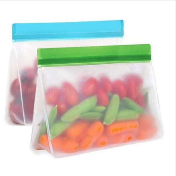 Sac de conservation des aliments PEVA Réutilisable Joint hermétique Conteneurs de stockage des aliments frais Sac de cuisson polyvalent Sacs de fraîcheur des aliments en silicone GGA1496336