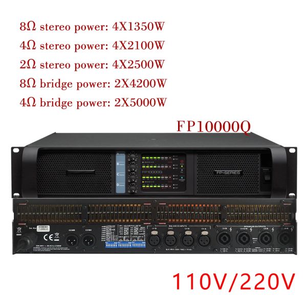 PF10000Q Audio Amplificador de alimentación Profesional 4Channel 4x2500W DJ Subwoofer Preamplificador de línea Array Sistema de sonido Amplificador de sonido