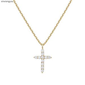 Pfgz Collier de créateur plaqué 14 carats pour pendentif croix en or pour femme