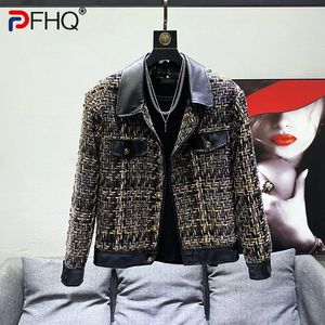 PFHQ 2023 Patchwork vestes en cuir pour hommes à manches longues col rabattu contraste couleur manteau hommes mode d'été 21F3421 240202