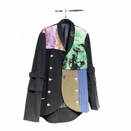 Pfhq Blazer Design Printemps Nouvelle Couleur Ctrast Patchwork Veet Frt Tuxedo Costume 2023 Printemps Original Haute Qualité Vestes Pour Hommes l9I2 #
