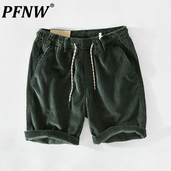 PFNW, novedad de verano, pantalones cortos informales de pana de algodón para hombre, ropa de calle de Color sólido para deportes al aire libre, pantalones de marea holgados a la moda 28A1127