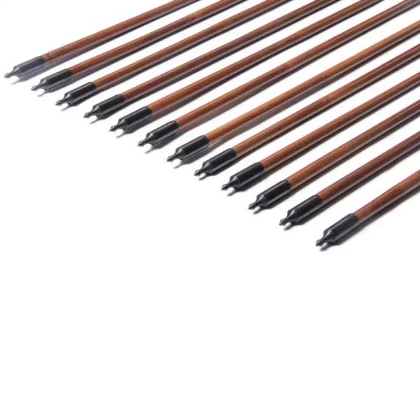 PG1ARCHERY Archery Arrows de bambú hechas a mano 5 pulgadas Plumas de pavo para recurvo arco/arco recto/arco americano Huntación al aire libre