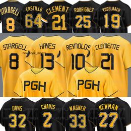 PGH 10 Bryan Reynolds Pirates honkbalshirts Roberto Clemente Willie Stargell David Bednar Henry Davis Jarlin Garcia Ke'Bryan Hayes Jack Suwinski Johan Oviedo