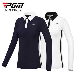 PGM Golf femmes à manches longues T-shirt automne hiver Sports tissu doux confortable couleur contraste mince chemise de Golf pour les femmes YF540