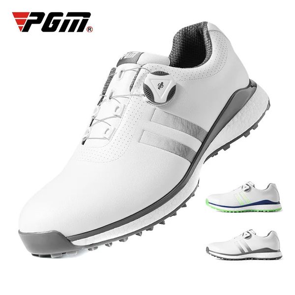 PGM zapatos de Golf para hombre, zapatillas impermeables antideslizantes de TPU, perilla deportiva, ropa informal, cuero de microfibra XZ172 blanco 240109