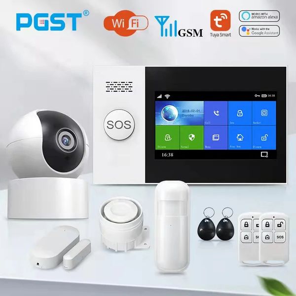 PGST PG107 Tuya sans fil maison WIFI GSM sécurité à domicile avec détecteur de mouvement capteur système d'alarme antivol APP contrôle soutien Alexa 240219