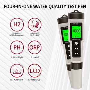 PH-meter 4 in 1 H2/PH/ORP/TEMP-meter LCD-achtergrondverlichting Digitale waterkwaliteitsmonitor Tester PH-meter voor zwembaden Drinkwateraquaria 230710