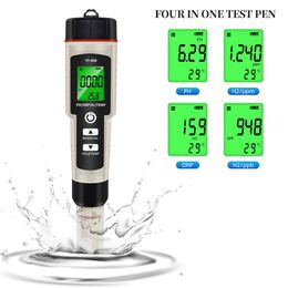 Medidores de PH 4 en 1 PH ORP H2 medidor de temperatura rico en hidrógeno pluma portátil Detector de pureza de calidad del agua para piscina de acuario hidropónico 230710