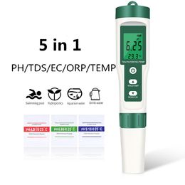 PH -meters 5 in 1 digitale pH -meter TDS/EC/ORP/temperatuurmeter draagbare waterkwaliteitsmonitor Tester voor pools drinkwateraquaria 230721