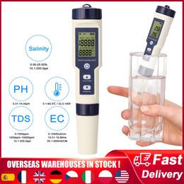 PH mètres 5 en 1 détecteur numérique de qualité de l'eau PH/EC/TDS/salinité/température testeur multifonction testeur de qualité de l'eau moniteur 230710