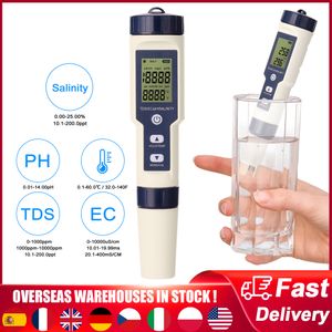 PH-meters 5-in-1 digitale waterkwaliteitsdetector PH/EC/TDS/zoutgehalte/temperatuurtestmeter Multifunctionele waterkwaliteitstester Monitor 230809