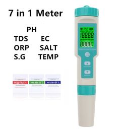 PH mètres COM-600 7 en 1 PH TDS EC ORP salinité S. G compteur de température testeur de moniteur de qualité de l'eau IP67 pour aquariums d'eau potable PH mètre 230826