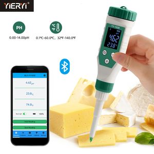PH Meters Digital Bluetooth Food PH Meter 0.00~14.00 High Accuracy Sensor Smart Temp Acidity Tester for Brewing Fruit Cheese Meat Canning 230728