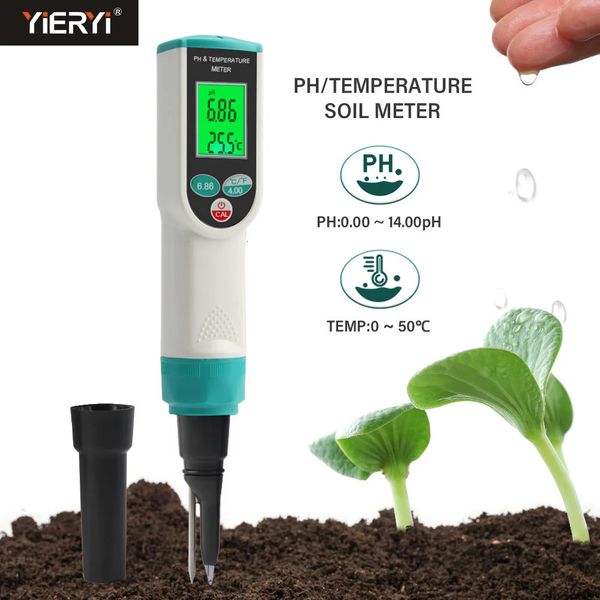 PH-mètres PH-mètre de sol de haute précision 0.00 ~ 14.00pH analyseur de capteur de testeur d'acidité de sol de température numérique pour la plantation extérieure de terres agricoles de jardin 231122