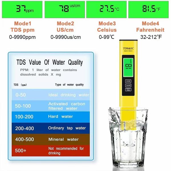 Instrumento de análisis de medición de medidores de PH pluma de prueba de calidad del agua multifunción