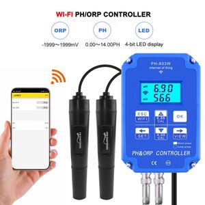 Medidores de pH PH-803W Monitoreo Wifi Controlador digital PH ORP Sonda BNC Probador de calidad del agua para hidroponía Piscina Acuario 230826