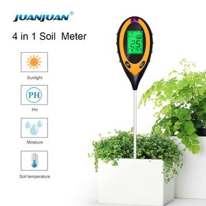 PH Meters Professional Soil PH Meter 4 In 1 LCD Display Temperature Solar Moisture PH Garden Sunlight Tester for Gardening with Backlight 230710