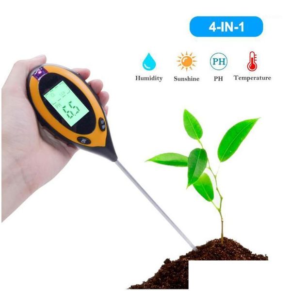 Ph-mètres Compteurs en gros 4 en 1 Testeur de sol Ph-mètre numérique Moniteur d'humidité Température Lumière du soleil pour les plantes de jardinage Farming1 Dro Dhr6T