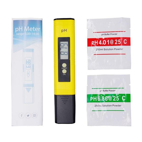 Medidores de Ph Venta al por mayor Protable LCD Medidor digital Pluma de precisión del probador 0.01 Acuario Piscina Agua Vino Orina Matic Calibración Medida DHQ0V