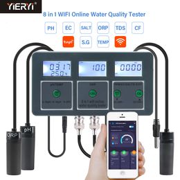 PH Meter WiFi Tuya Smart PH Meter Data Logger Temp TDS Zoutgehalte SG EC ORP Water Tester Monitor Analyzer voor Aquaria Zwembad Hydrocultuur 230728