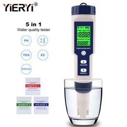 Yieryi 5 en 1 TDS EC PH salinité température mètre numérique qualité de l'eau moniteur testeur pour Spa piscines Aquariums 231017